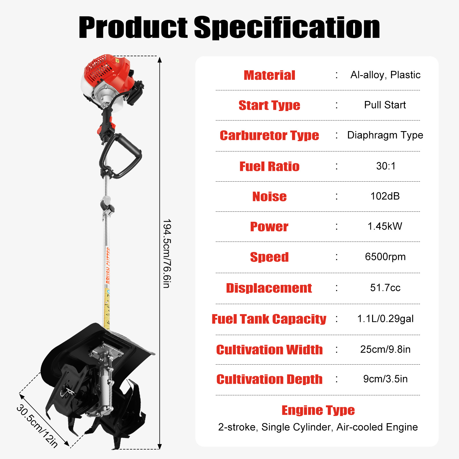 Gas Powered Mini Tiller Cultiv - Soil Tilling Cultivator ulasan dan harga