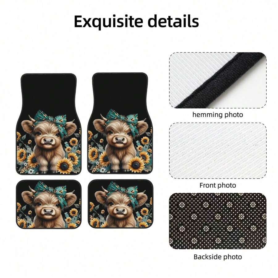 4-Piece Highland Cow Car Floor - Cow Mat Rubber ulasan dan harga