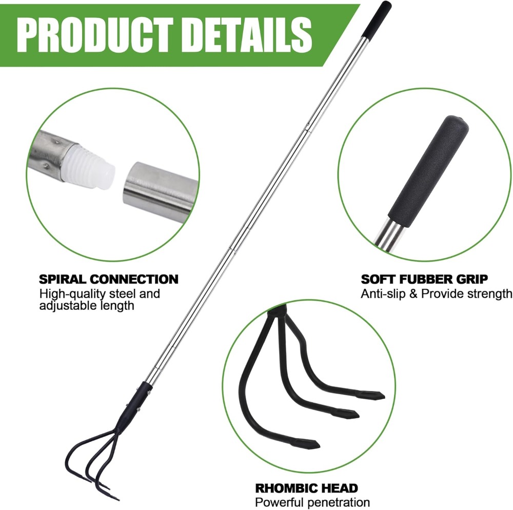 3-Tine Long Handle Tiller, Gar - Soil Tilling Cultivator ulasan dan harga